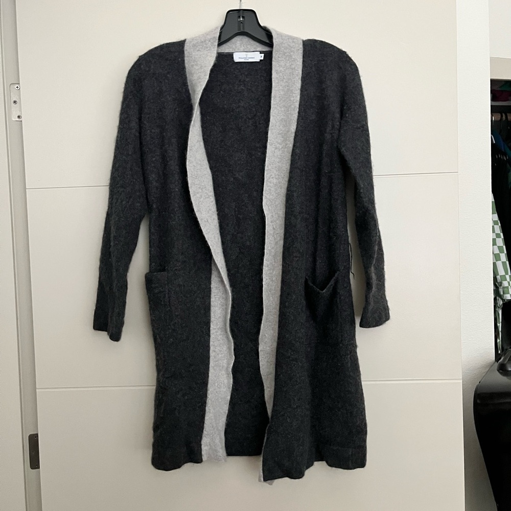 William Sonoma Gray and Black Women's Cashmere Cardigan